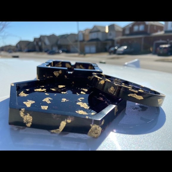 Black and Gold Ashtray/Coaster set! - Picture 2 of 5